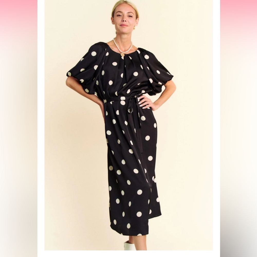 BNWT-Black Polka Dot Maxi Dress